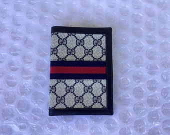 Gucci passport holder leather with box black shipping from Japan