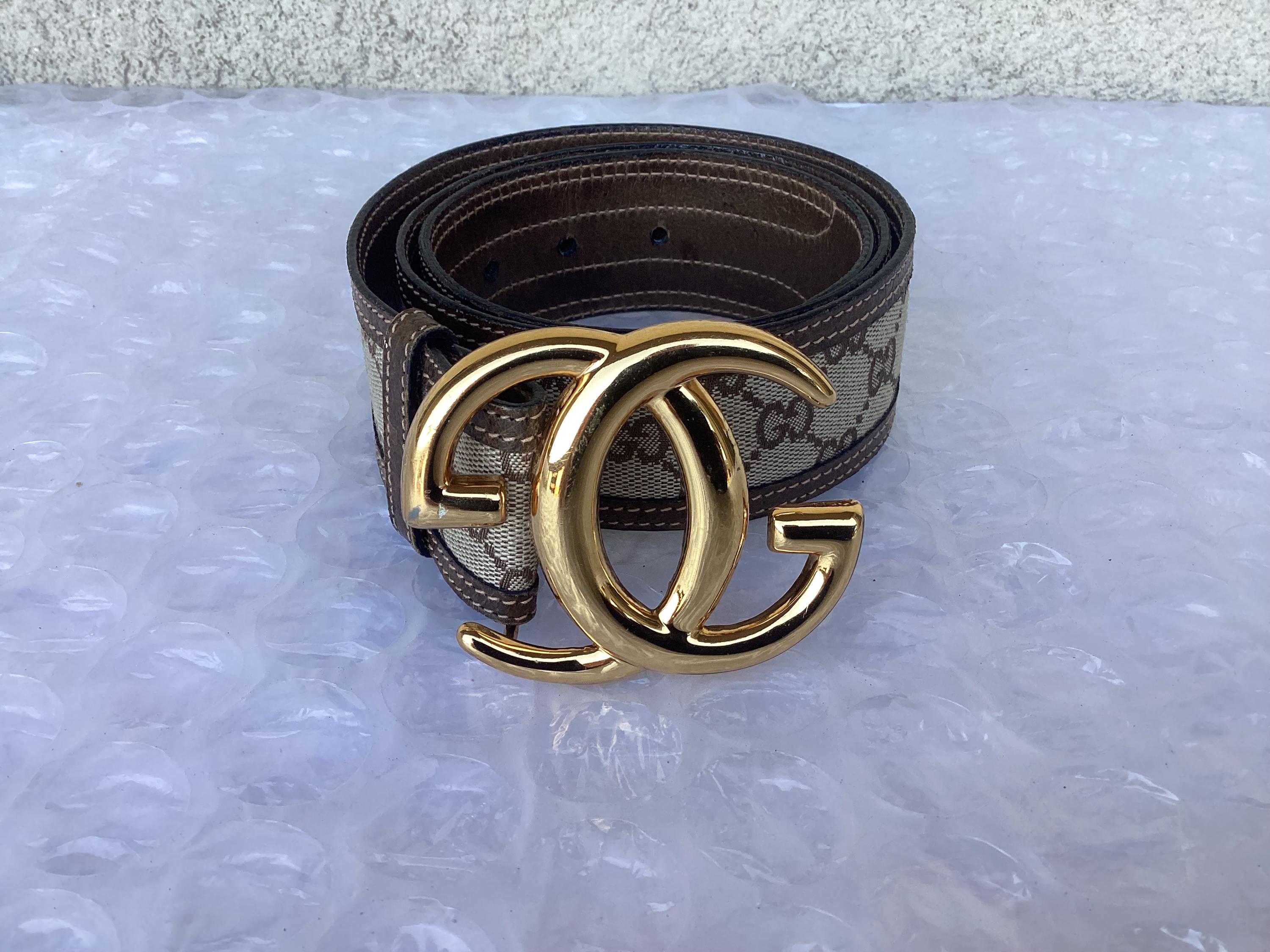Vintage Gucci Brown Signature Canvas Belt with Brushed Metal Buckle Gucci Brown with Vintage Belts for Men for sale | eBay main image 4