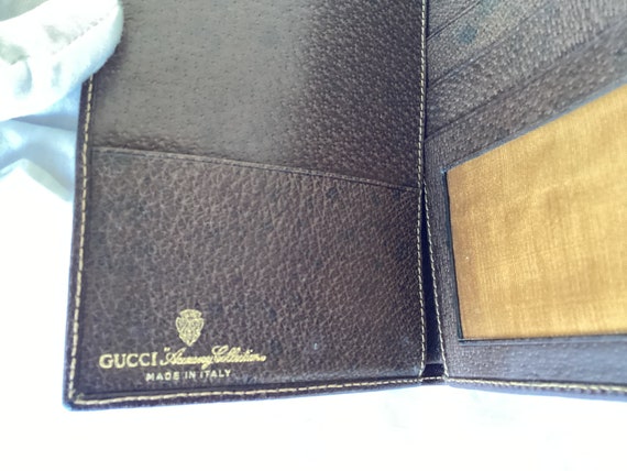 Vintage Old Gucci Passport Holder Wallet Web Brown Canvas 