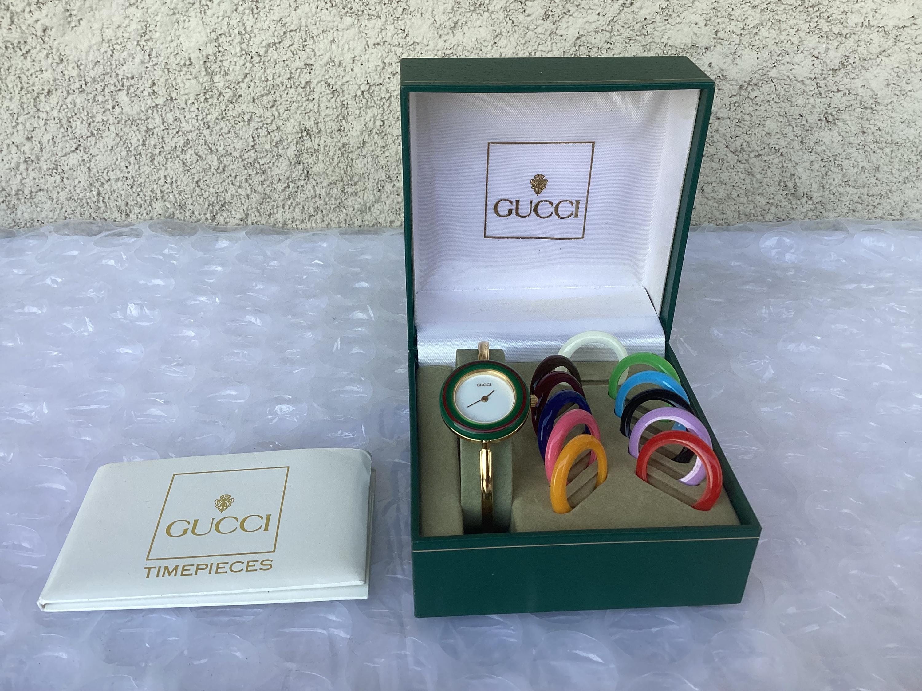 Vintage Gucci 11/12.2 Interchangeable Bezel Watch Gold Tone 6
