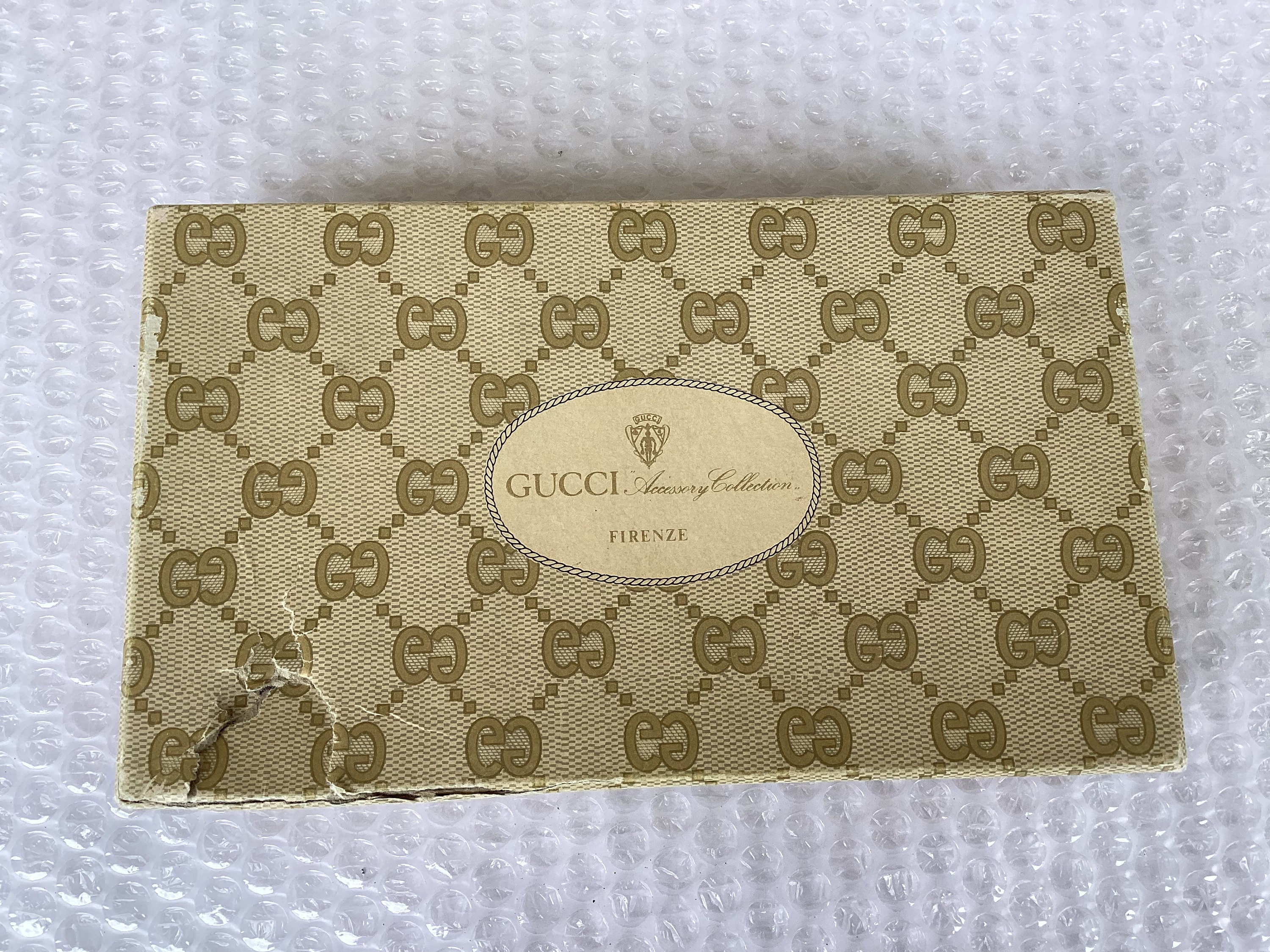 1990's Old Vintage Gucci Long Trifold Wallet Web Blue Canvas