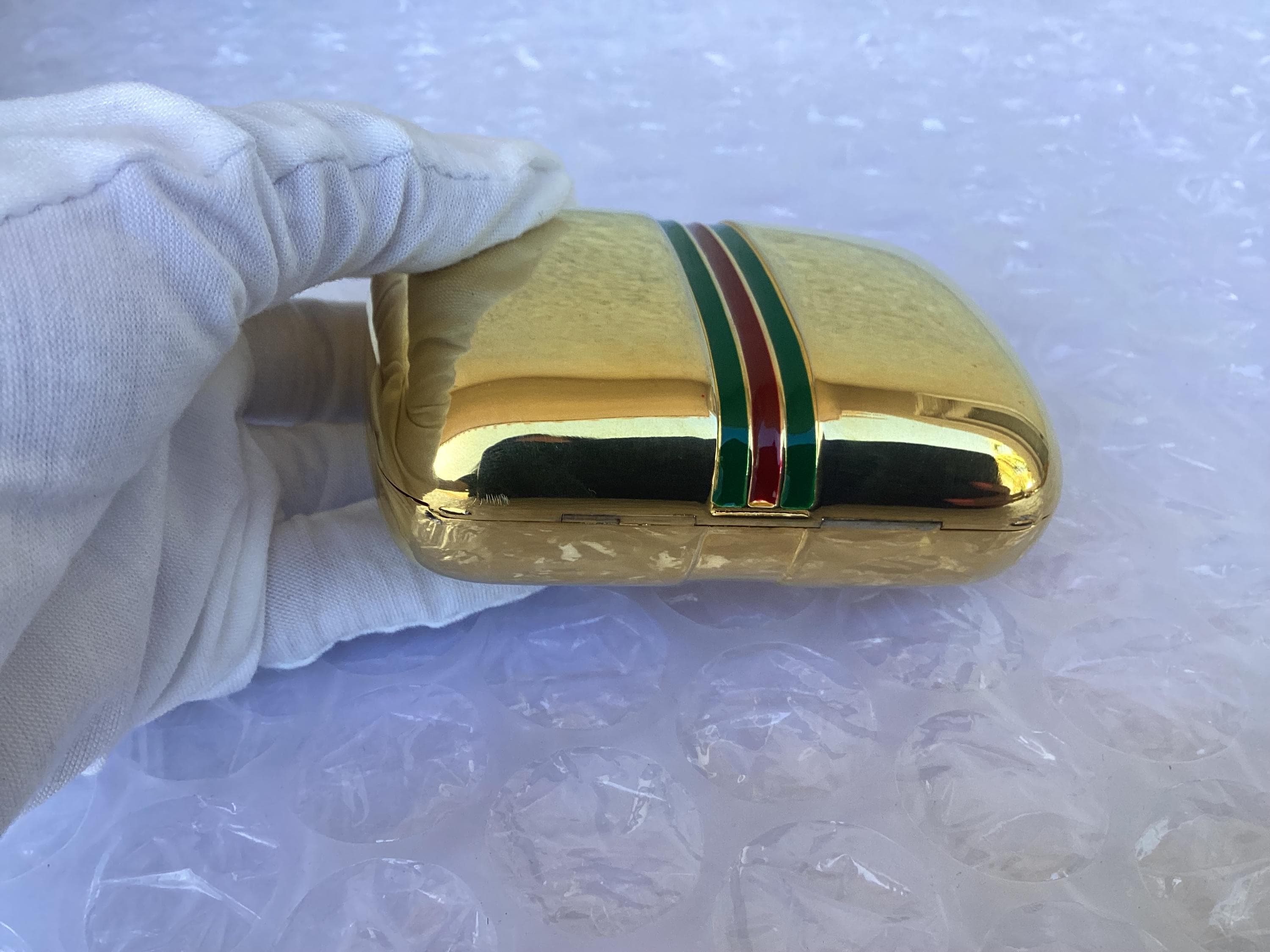 Vintage Gucci Pill Case Travel Soap Case Trinket Gold Tone Good