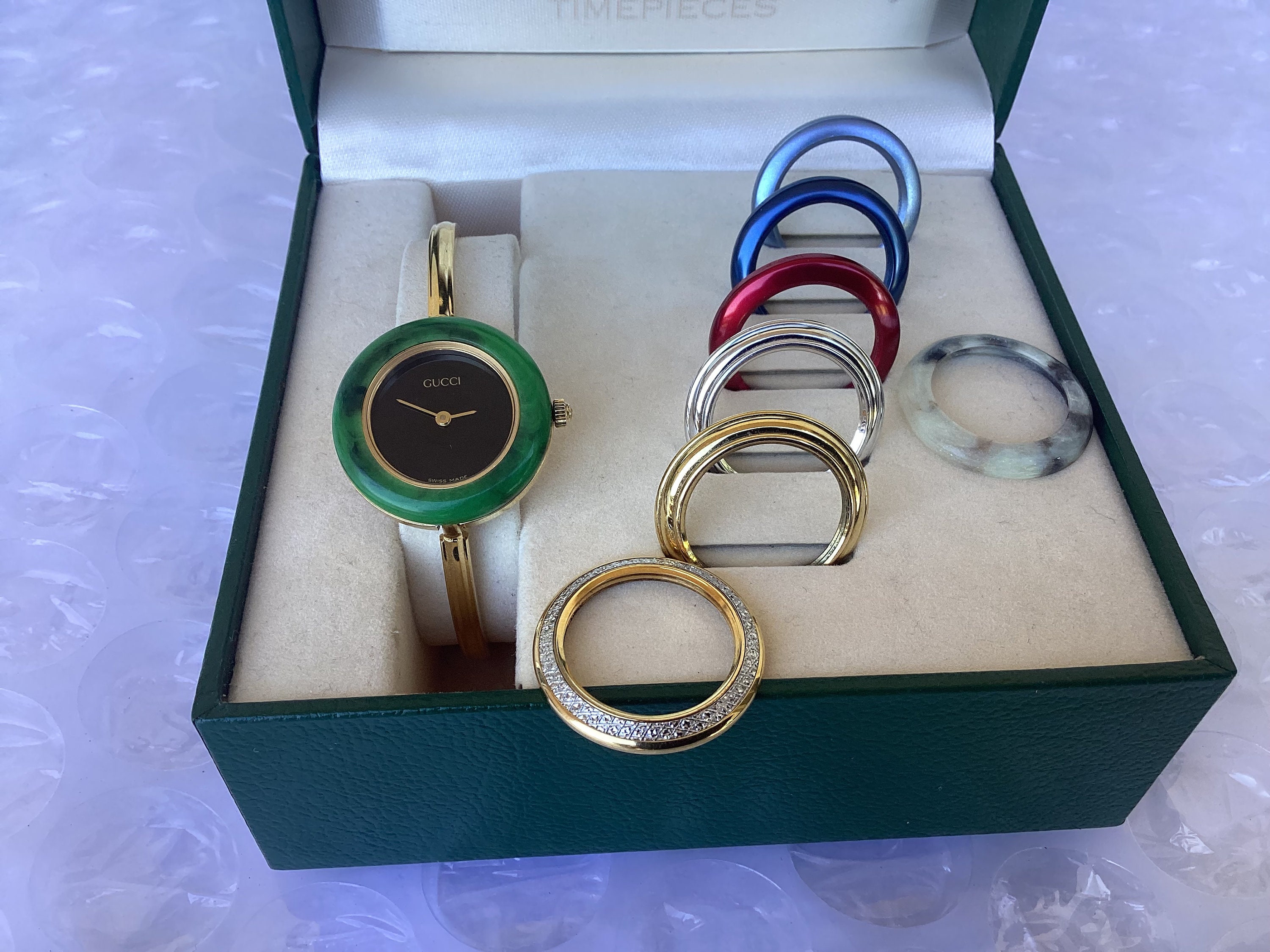 アクセサリー Vintage archive design bangle watch Rare 1990's Vintage Gucci 11/12.2 Interchangeable Bezel