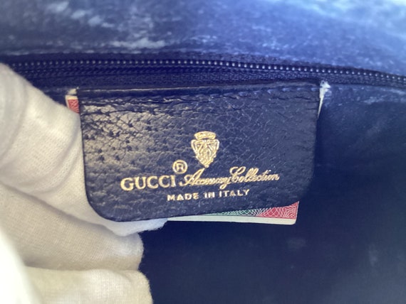 Vintage Old Gucci Shoulder Crossbody Bag Blue Canvas Great Exterior Condition
