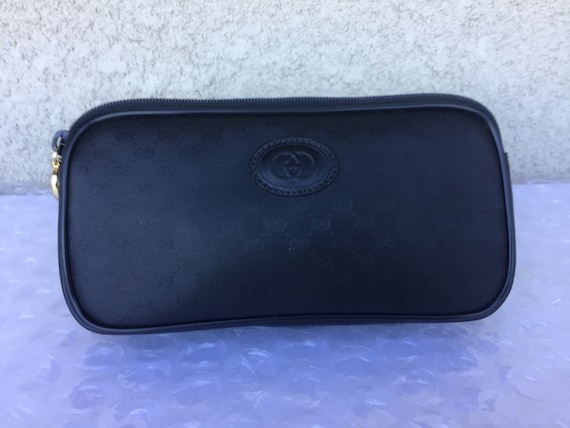 Vintage Gucci Black Micro GG Makeup Pouch or Clut… - image 3