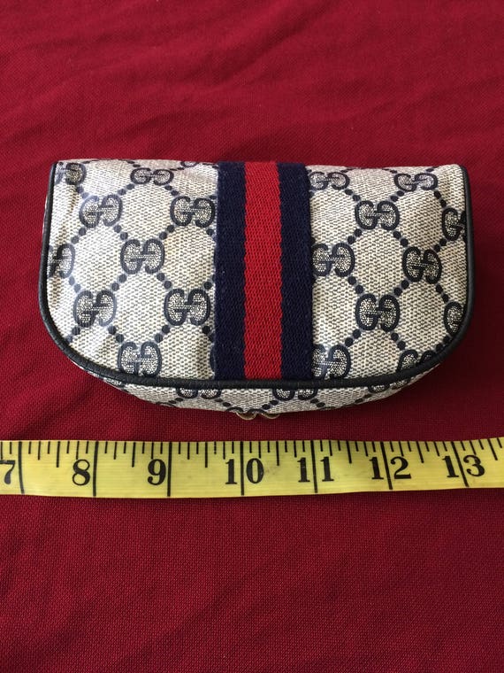 Vintage Gucci Mirrored Cosmetic Case Blue Canvas … - image 4