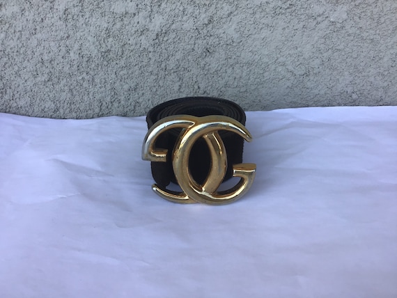 Vintage Gucci Large GG Buckle & Suede Leather Belt used Condition