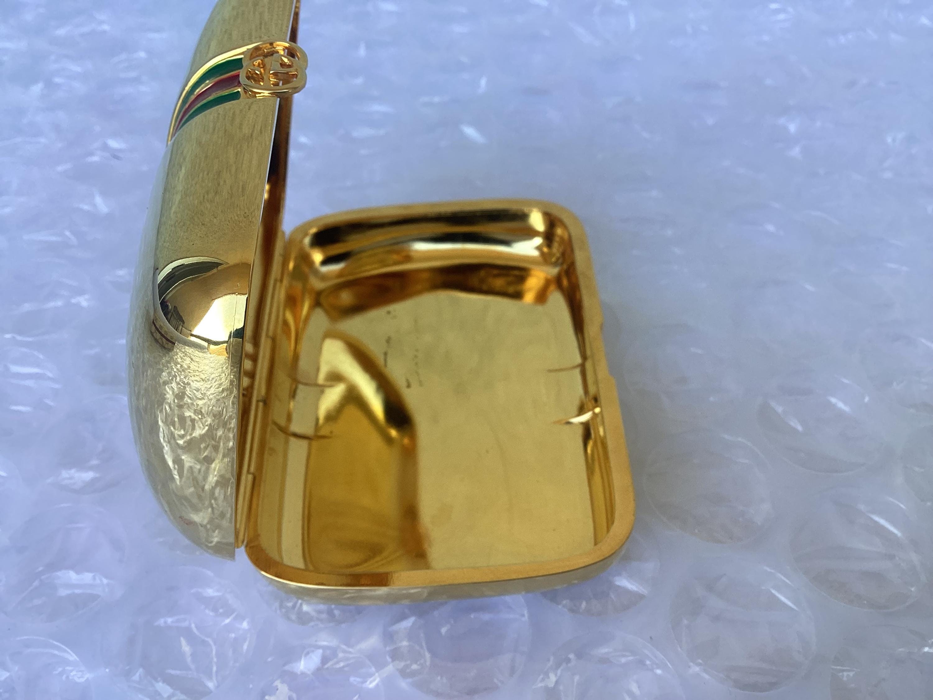 Vintage Gucci Pill Case Travel Soap Case Trinket Gold Tone Good