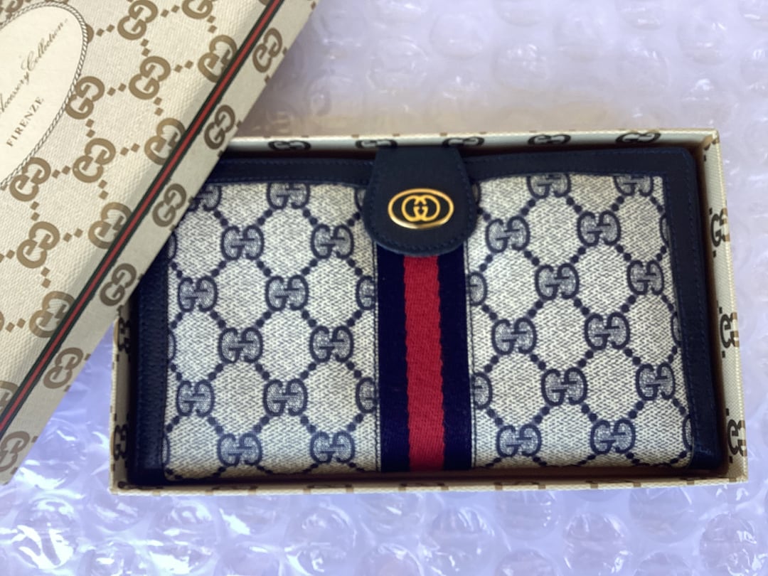 小物 Vintage Gucci Long Wallet GG Pattern Vintage Gucci GG Long Wallet Leather Canvas Made in Italy
