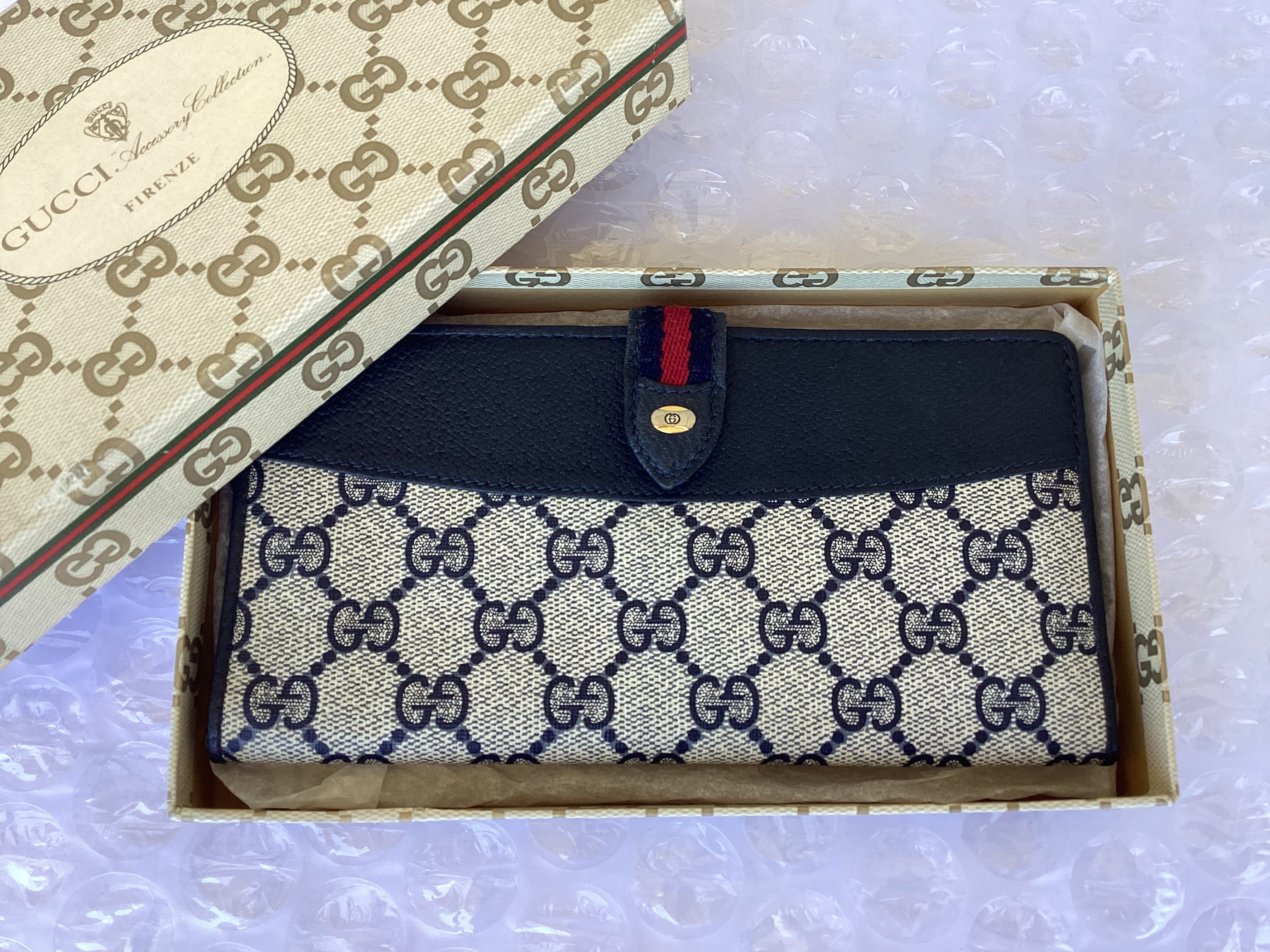 Goyard Blue Long Coated Canvas Bi-Fold International Richelieu Wallet