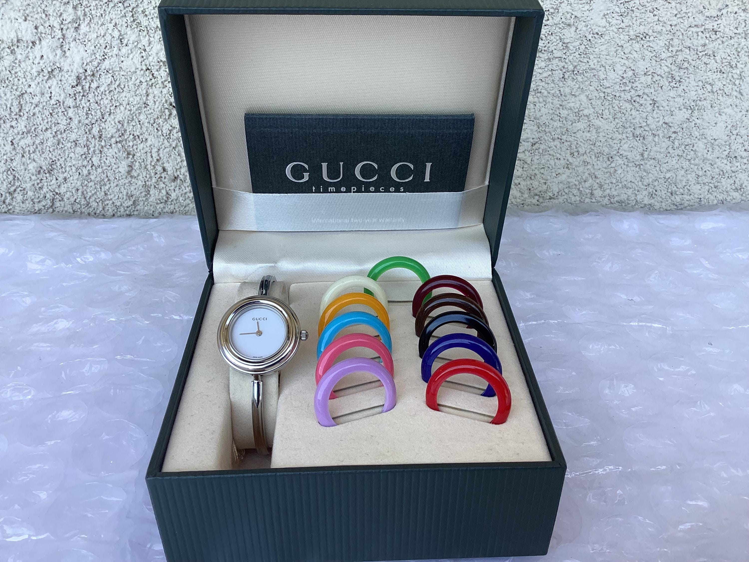 GUCCI 2点SET 1990's Vintage Gucci 11/12.2 Interchangeable Bezel Bangle