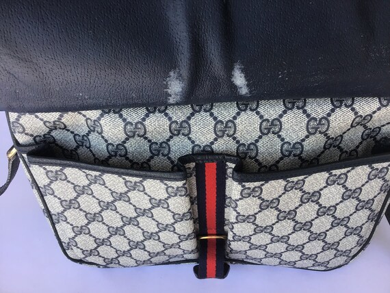 Vintage Gucci School/Messenger Bag Blue Canvas in… - image 8