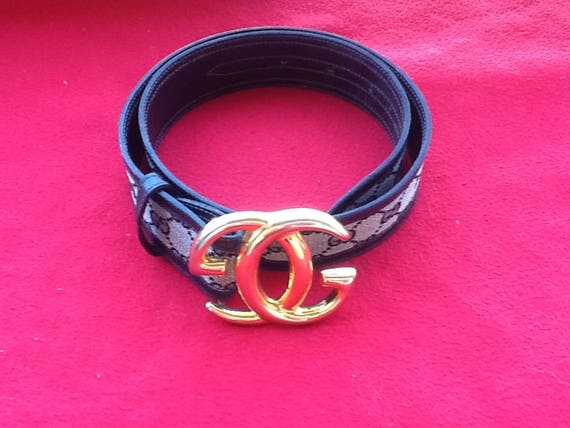 Vintage Gucci GG Belt Buckle & Navy Blue Monogram… - image 1