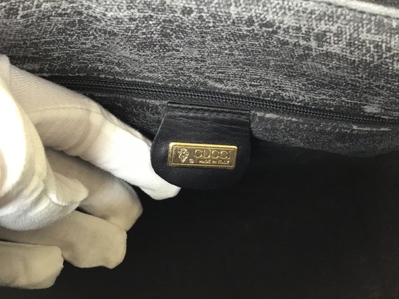 Vintage Old Gucci Shoulder Carry On Bag Black Can… - image 7