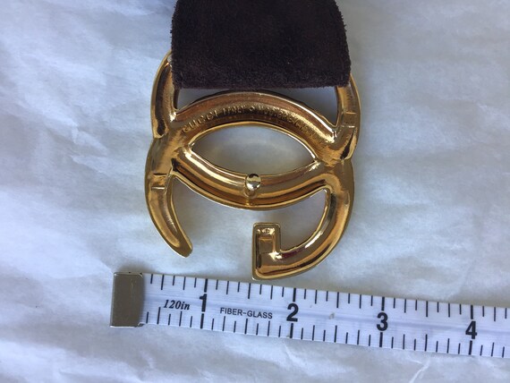 Vintage Gucci Large GG Buckle & Suede Leather Bel… - image 3