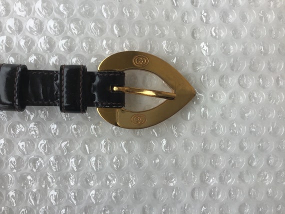 Vintage Gucci Rare ‘80s Spade Shaped Buckle in Sk… - image 3