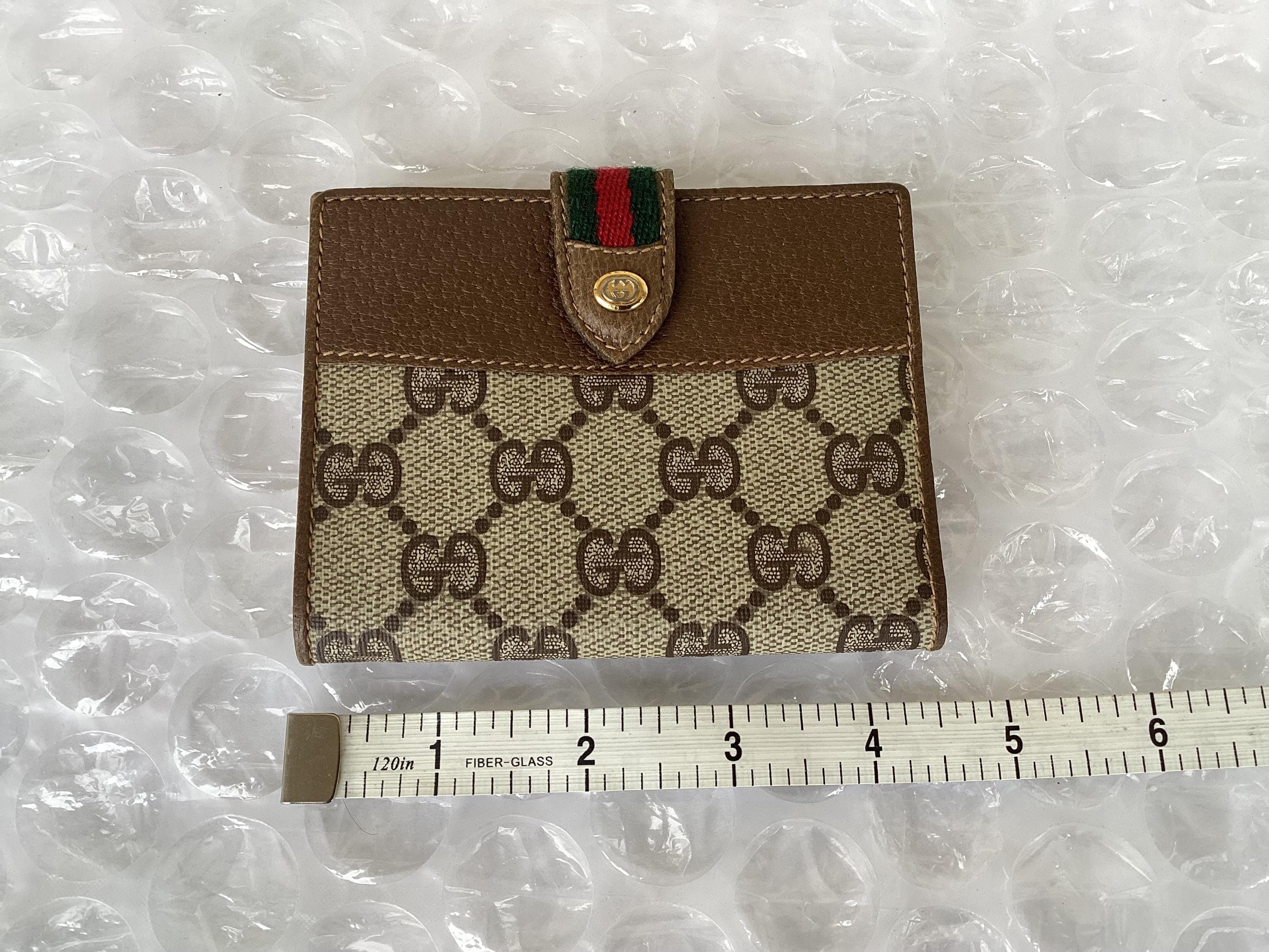 Old Vintage Gucci Small Bifold Wallet Brown Canvas Great
