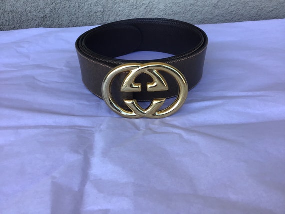 Vintage Gucci GG Dark brown leather belt Gg buckle leather belt Gucci Brown size 27 Inches in Leather  main image 3