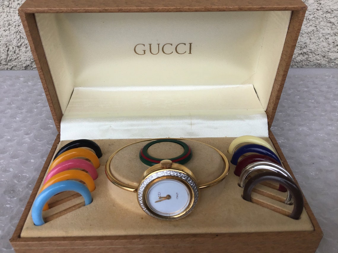 Vintage Gucci Rare 1970s Bezel Bangle Watch Made in Italy Etsy