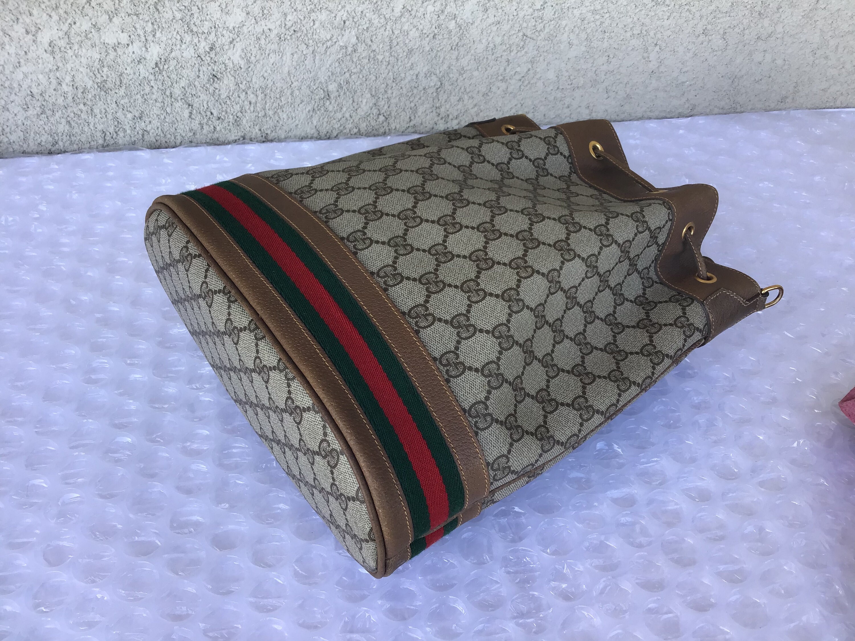 Gucci, Bags, Authentic Gucci Brown Monogram Coated Canvas Bucket Bag