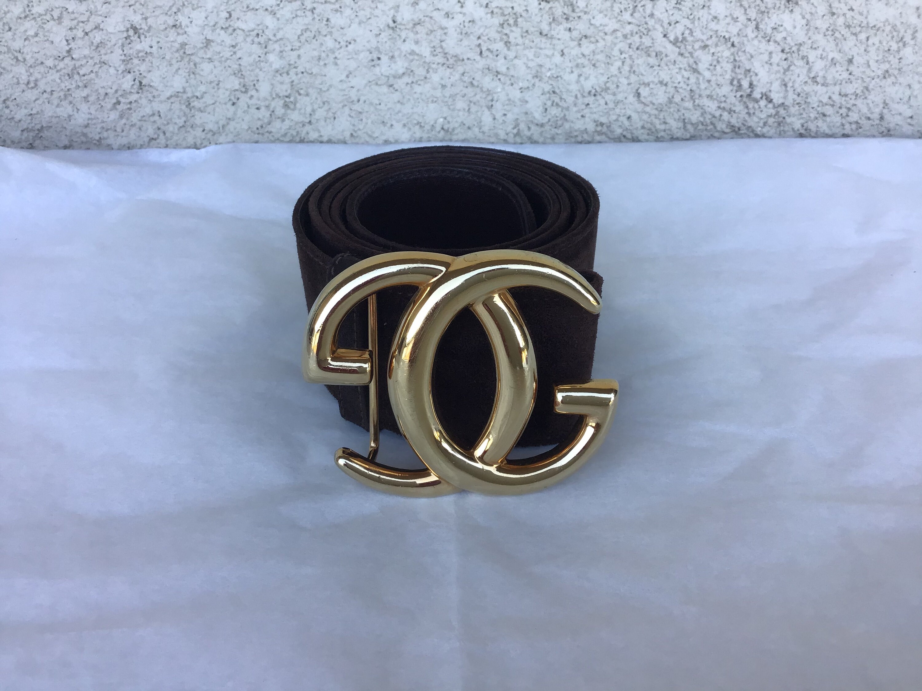 Vintage Gucci Large GG Belt Buckle Suede Leather Used  display picture 1