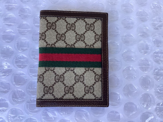 Gucci Vintage Brown GG Coated Canvas Checkbook Case