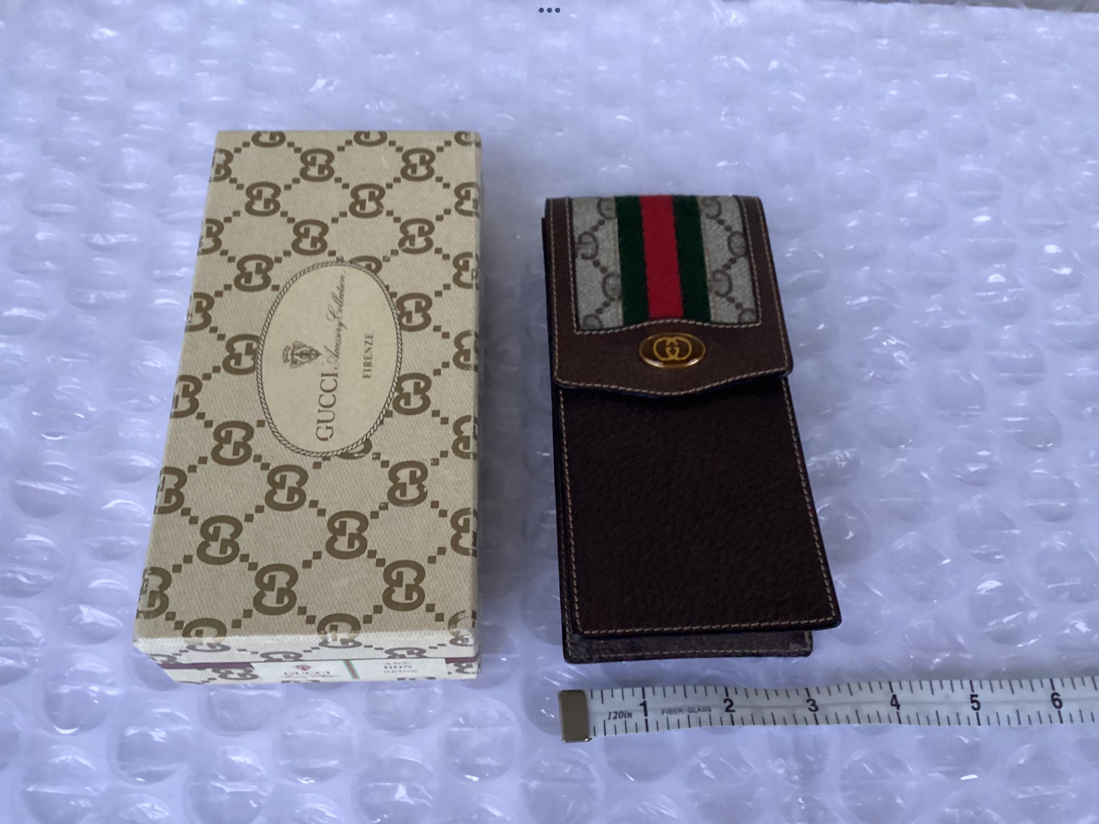 Gucci Vintage Sunglasses Glasses Case Web Brown Canvas Great