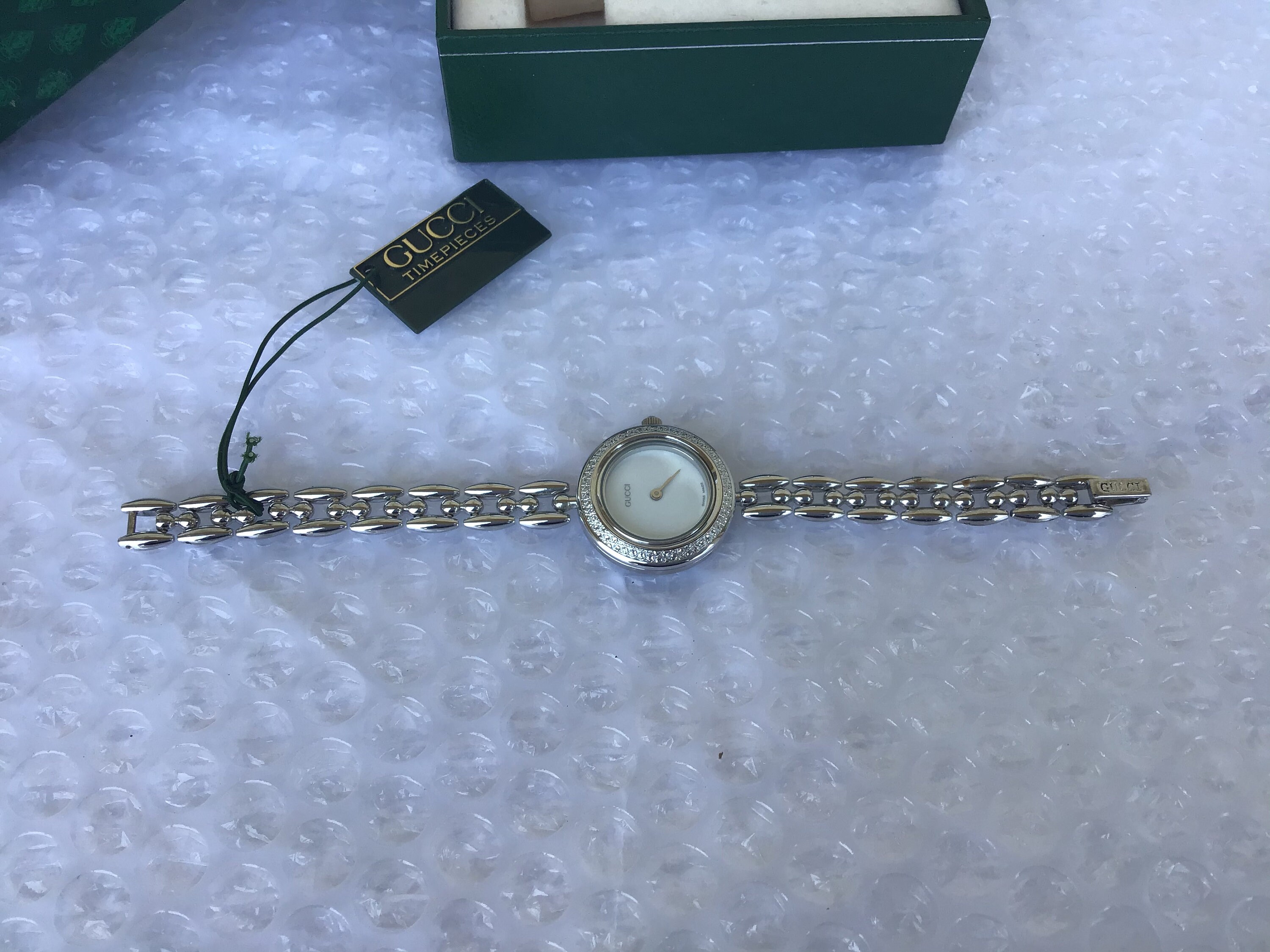 Vintage Gucci Stainless Steel Interchangeable Bezel Rice Links 