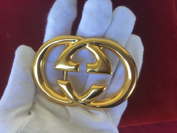 Vintage Gucci 80’s GG Large Belt Buckle Great Con… - image 5