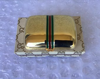 Vintage Gucci Pill Case Travel Soap Case Trinket Gold Tone Good
