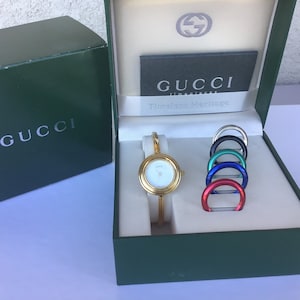 Vintage Old Gucci Interchangeable Bezel Bangle Watch Mint
