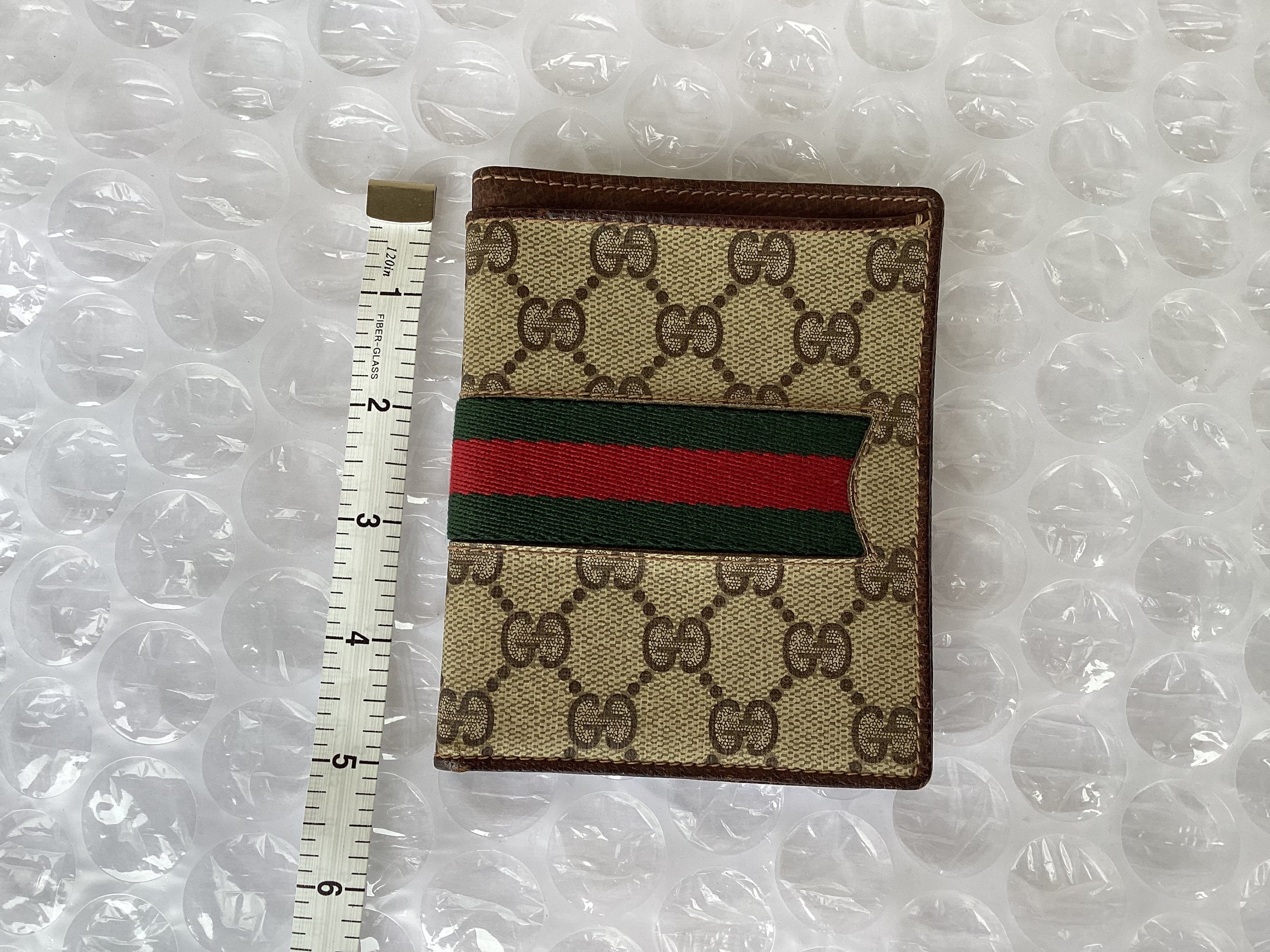 Vintage GUCCI Horseshoe Logo Brown Leather Small Bi-Fold Wallet w/Coin  Pocket