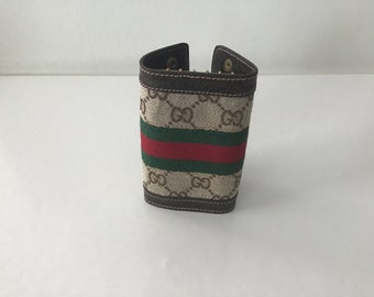 Vintage Gucci 80s Keychain Brown Canvas Nearly Mint Condition
