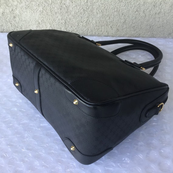 Vintage Old Gucci Shoulder Carry On Bag Black Can… - image 5