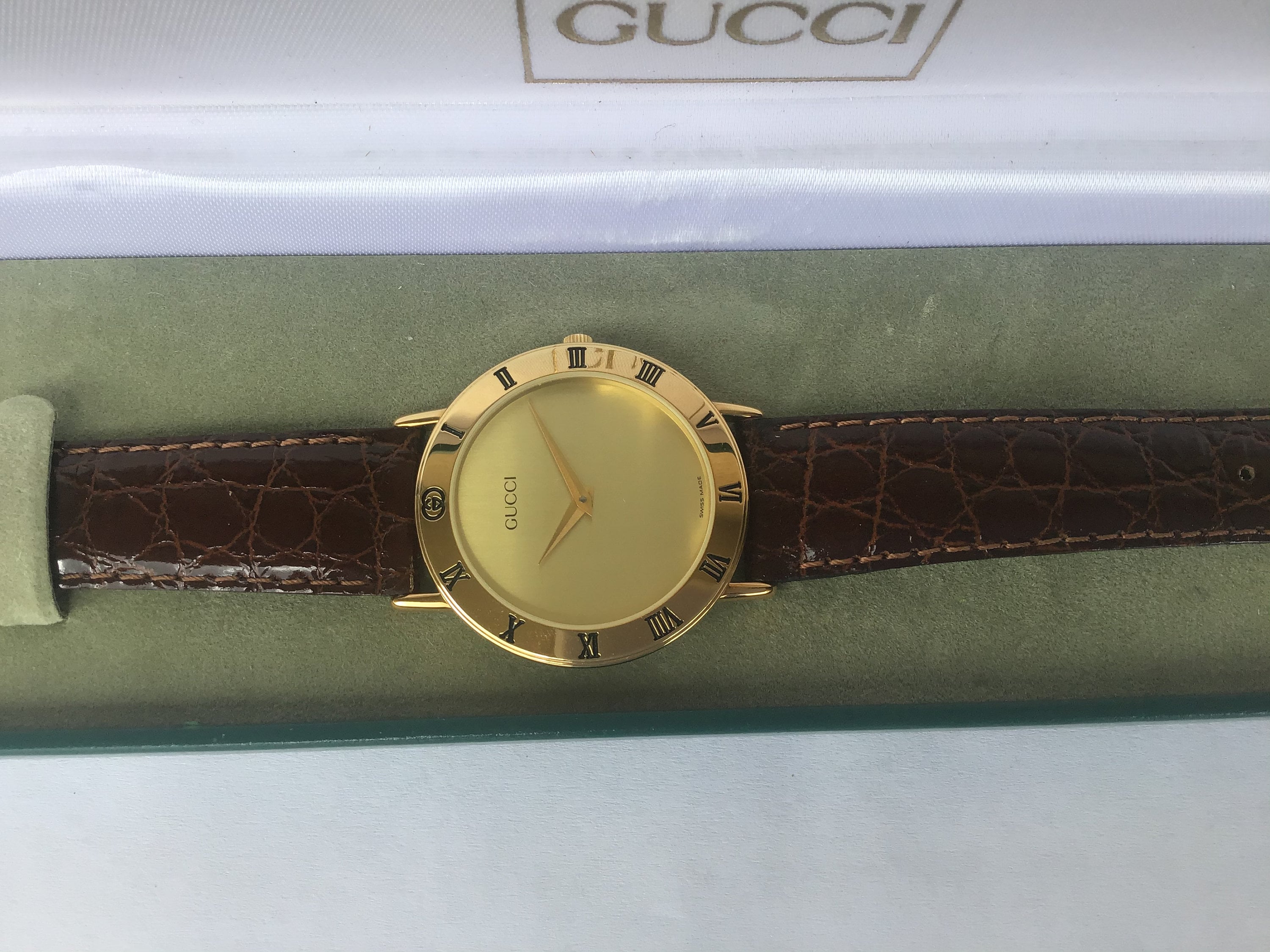 Vintage Gucci 1990s Mens Watch 33MM Gold Dial w/ Original | Etsy