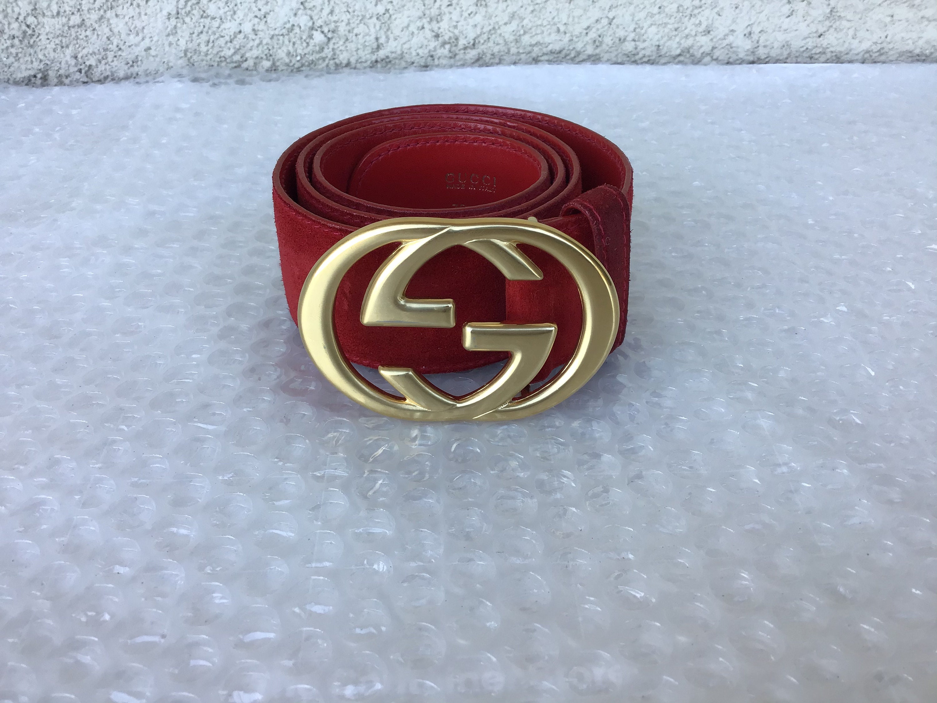 Vintage Gucci Large GG Buckle & Suede Leather Belt used Condition