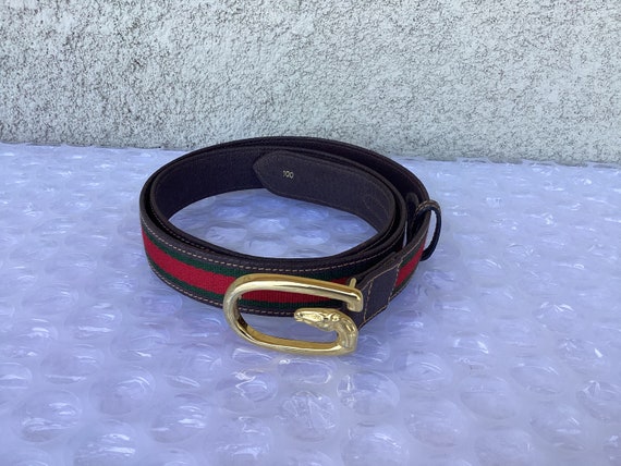 Gold Buckle Gucci Belt Red/green Stripe 