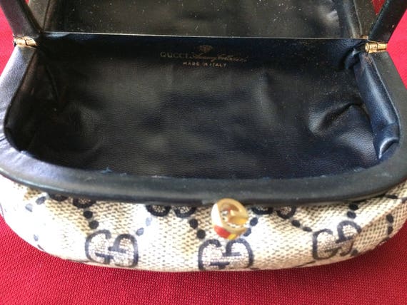 Vintage Gucci Mirrored Cosmetic Case Blue Canvas … - image 6