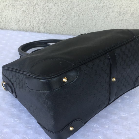 Vintage Old Gucci Shoulder Carry On Bag Black Can… - image 4