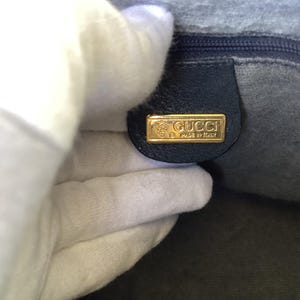 Vintage Gucci Crossbody Small Bucket Bag Drawstring Closure Blue Canvas Preowned Condition. image 9