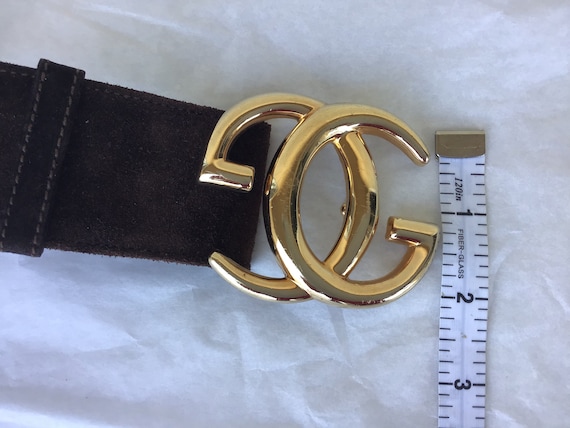 Vintage Gucci Large GG Buckle & Suede Leather Bel… - image 2