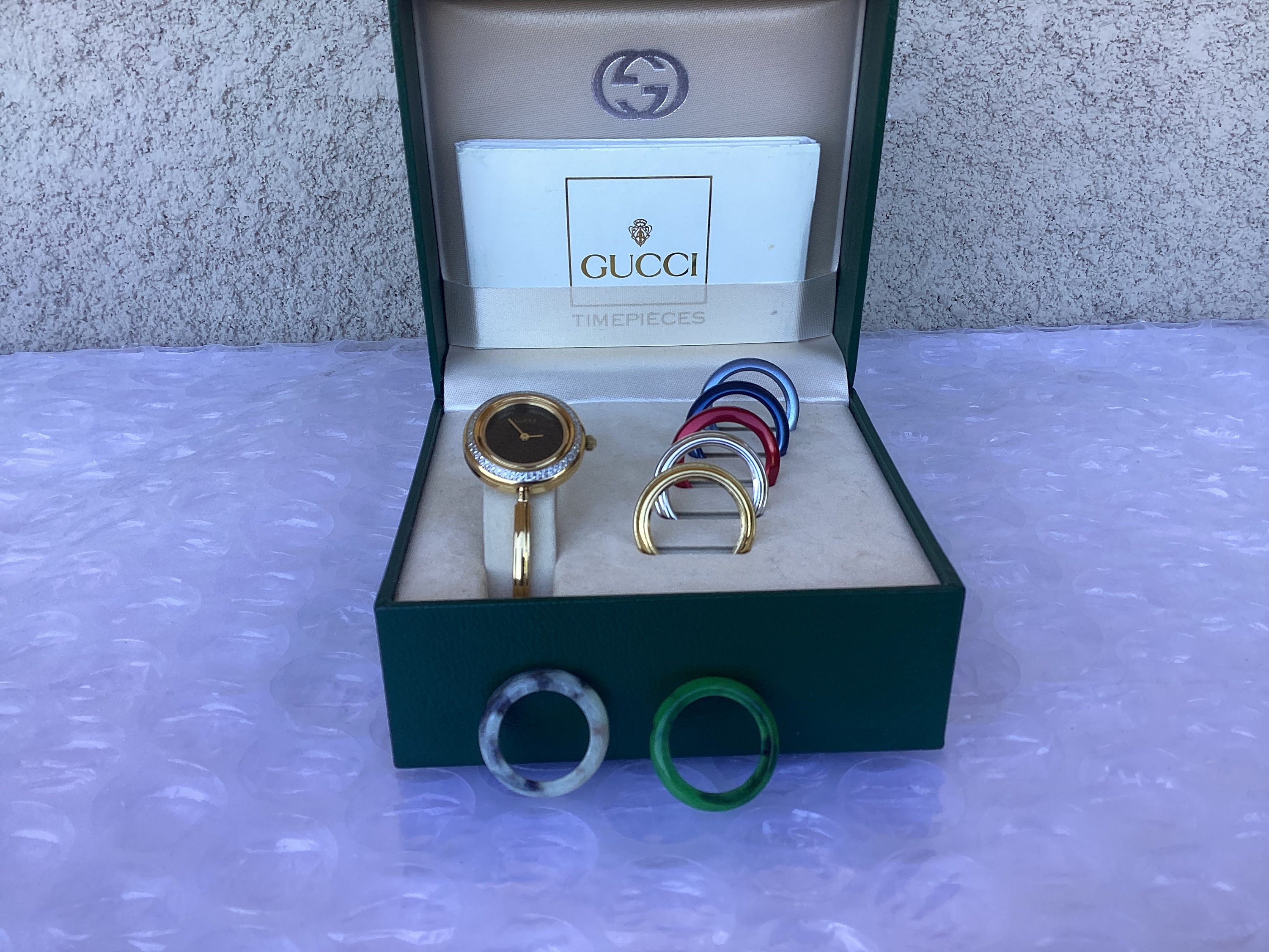 Mint~Prestige~Gucci Diamond Cut Interchangeable Bezel Bangle Watch~Box/Papers Introducing our Gucci Interchangeable Bezel Watch Collection  main image 3