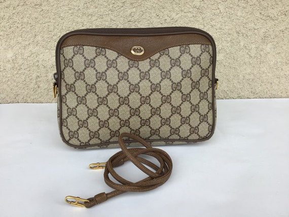 Vintage Old Gucci Shoulder Crossbody Bag Brown Ca… - image 3