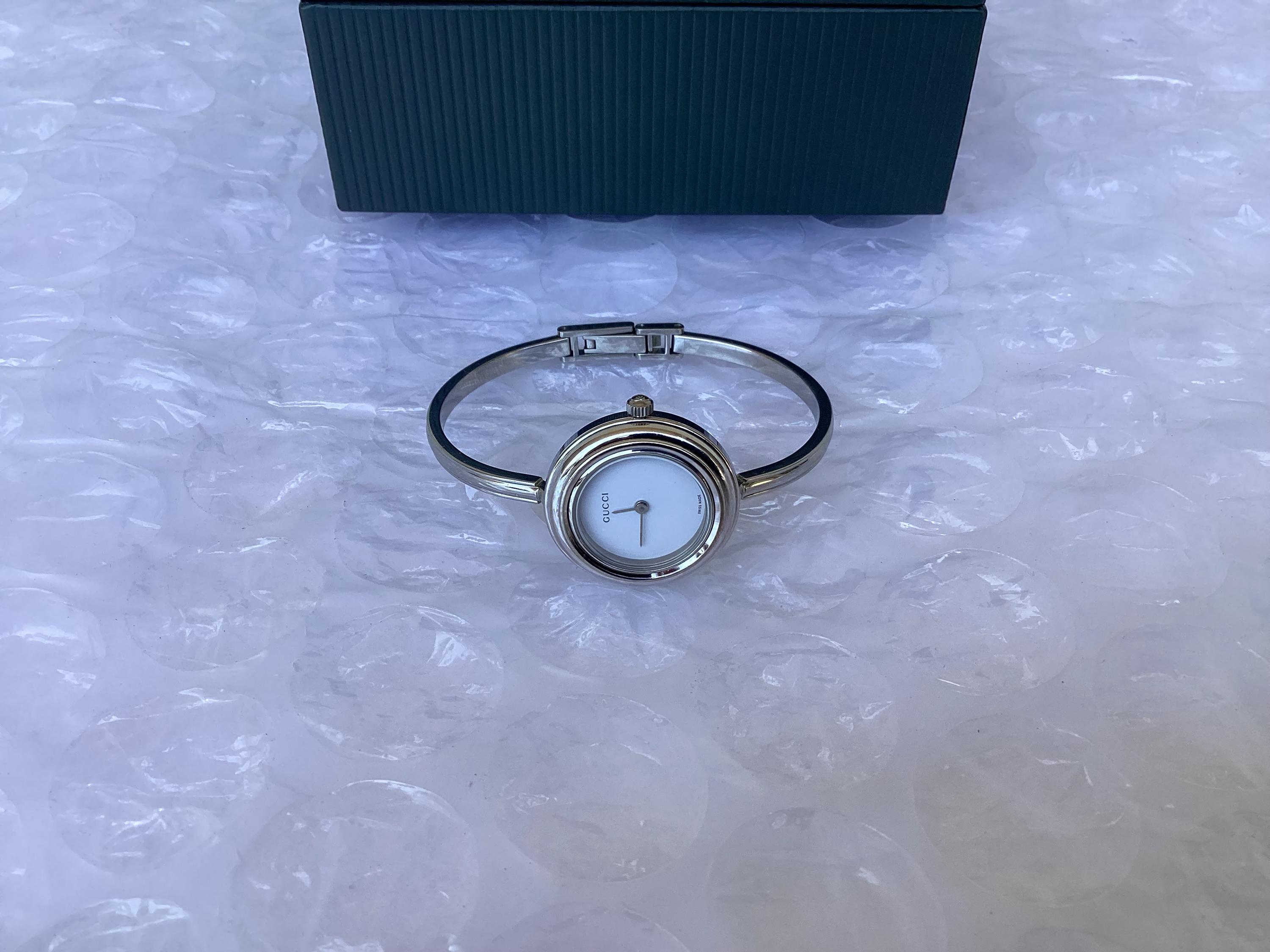 Vintage Gucci Bangle Watch: 1990's Stainless Steel