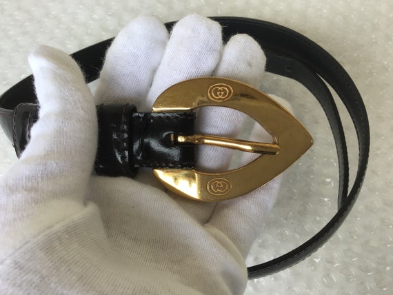 Vintage Gucci Rare ‘80s Spade Shaped Buckle in Sk… - image 4