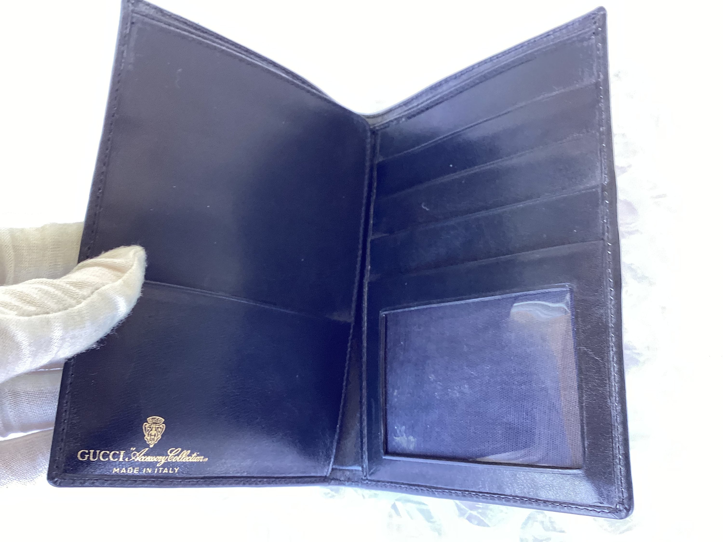 Vintage Old Gucci Passport Holder Wallet Web Brown Canvas 