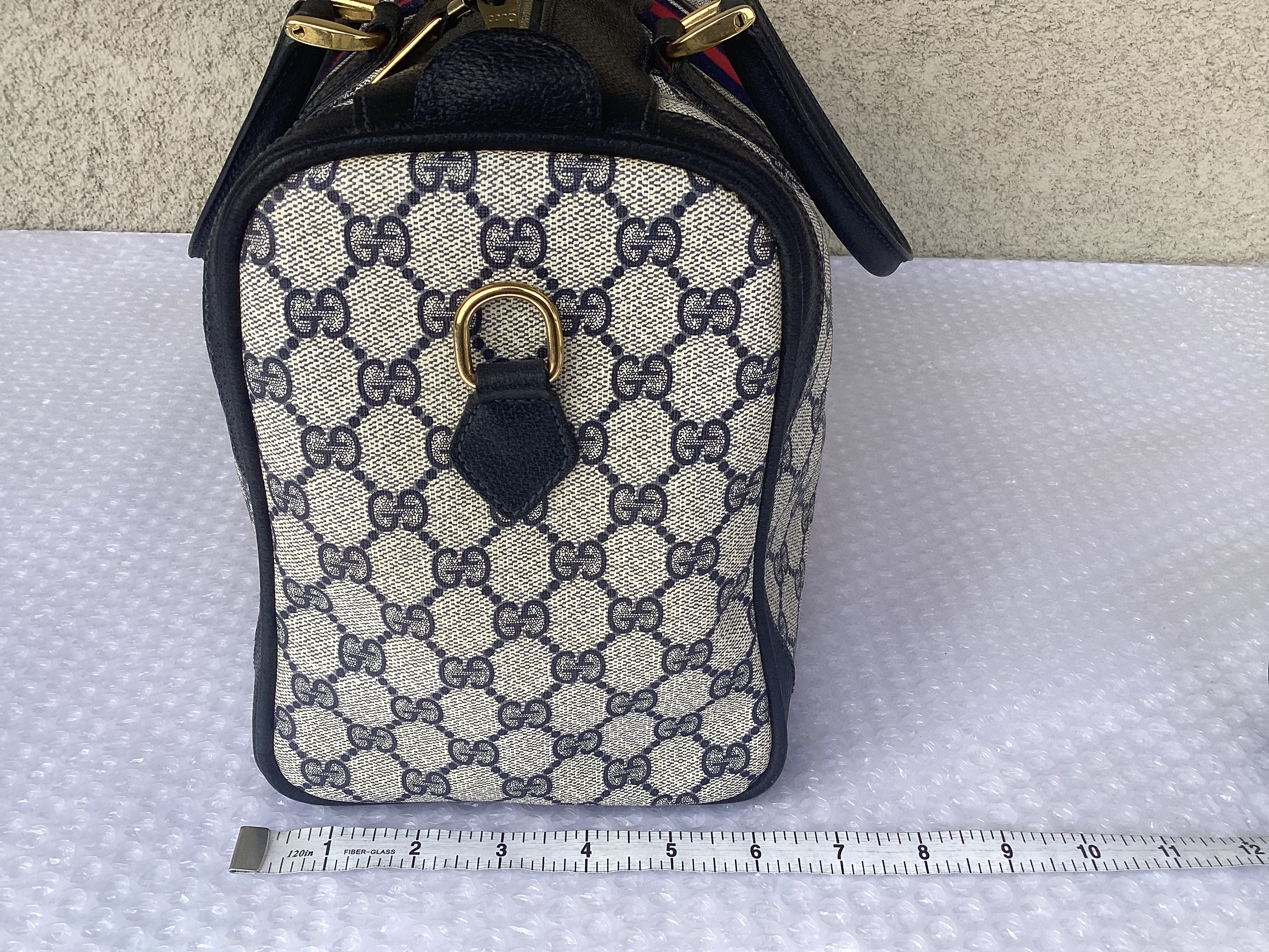 AUTHENTIC Vintage GUCCI Web Boston Doctor Top Handle Bag Handbag