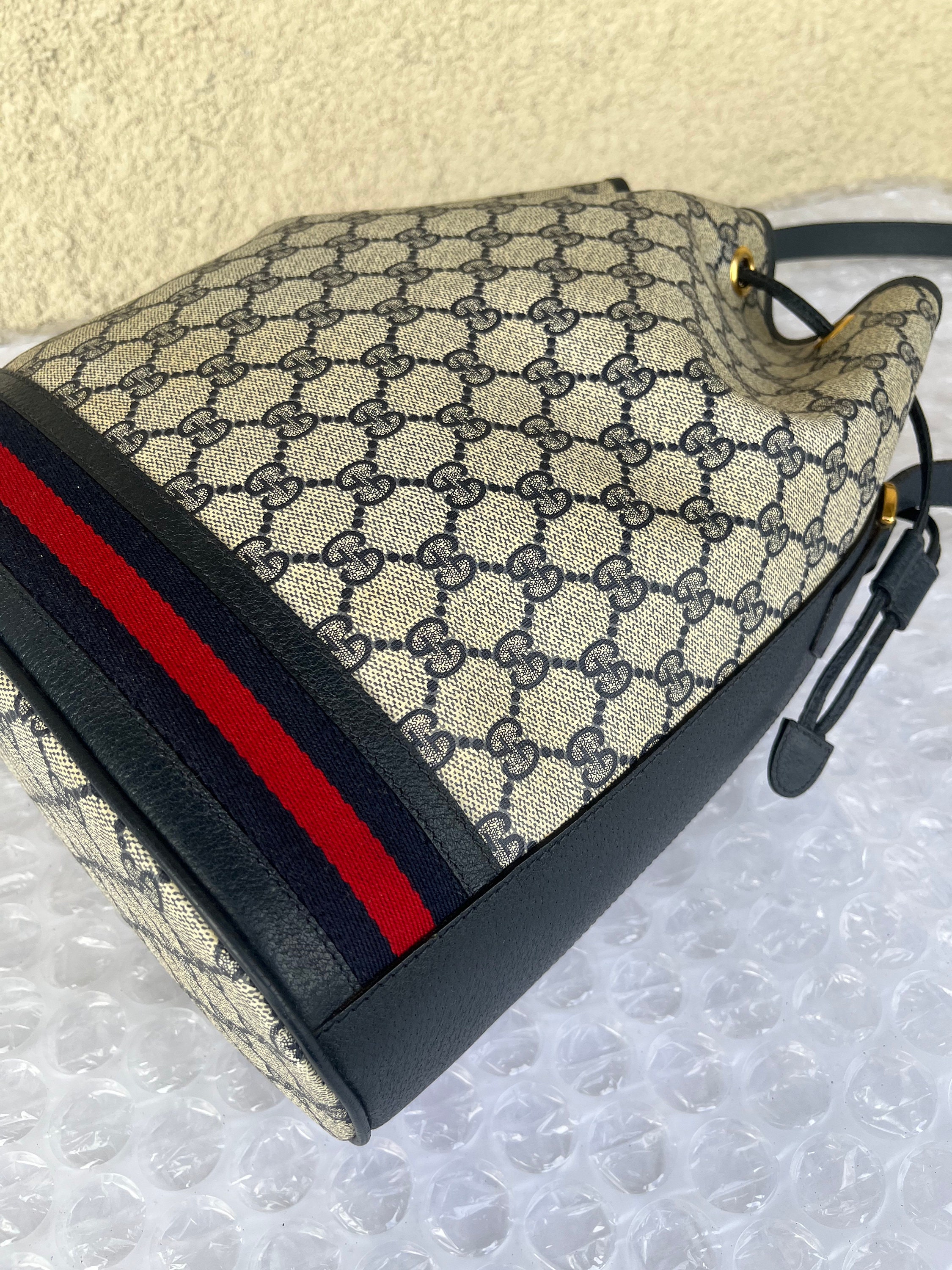 Vintage Gucci Large Bucket Bag Blue Canvas Great Exterior Condition Etsy Canada
