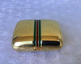 Vintage Gucci Pill Case Travel Soap Case Trinket Gold Tone Good