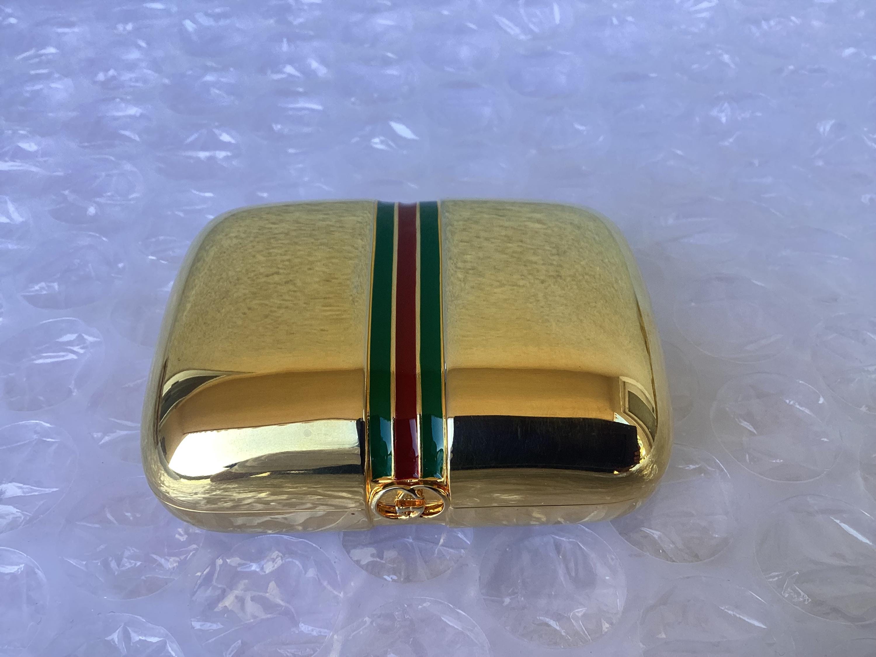 Vintage Gucci Pill Case Travel Soap Case Trinket Gold Tone Good